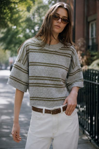 SWT71174B-HEATHER GREY/OLIVE